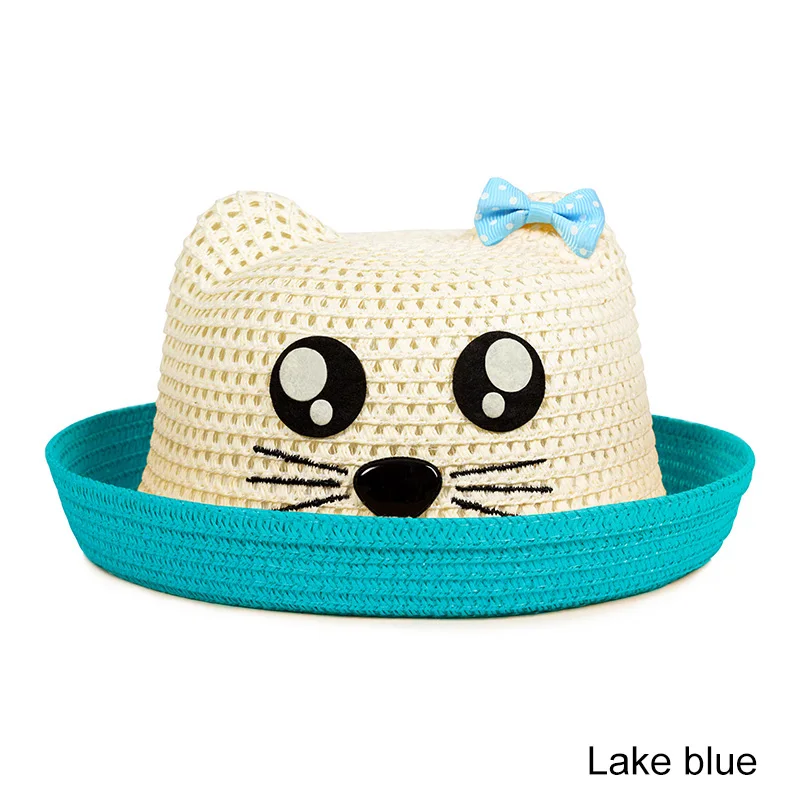 Lake blue MOLIXINYU детская соломенная шляпа для девочек, летняя пляжная шапка для малышей, милые детские шляпы от солнца для мальчиков и девочек - Цвет: Lake blue