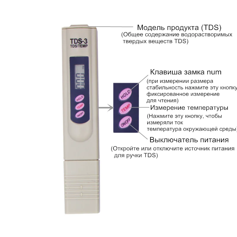 100 шт./лот цифровой рН метр + TDS Тестер монитор ручка для аквариума рыбалки