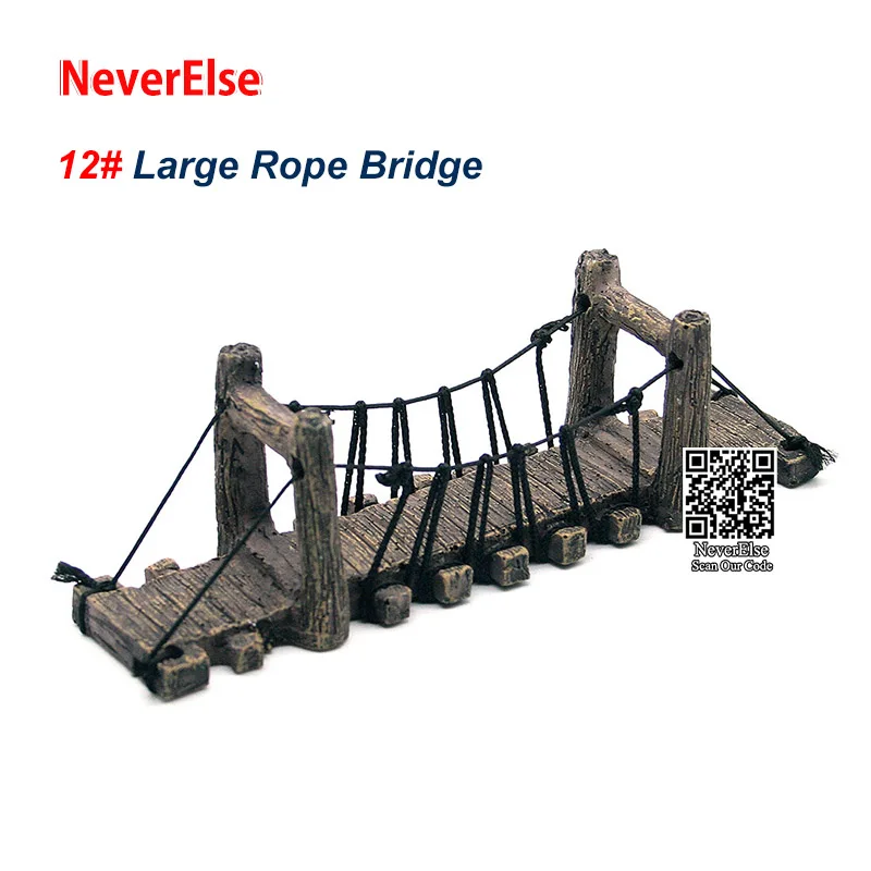 No.12-Large Rope 12 видов украшения для аквариума, мост, орнамент, водный пейзаж, 3 отверстия/павильон, дерево/белый нефрит/разводной мост, аксессуары для аквариума для рыб, черепах - Цвет: No.12-Large Rope