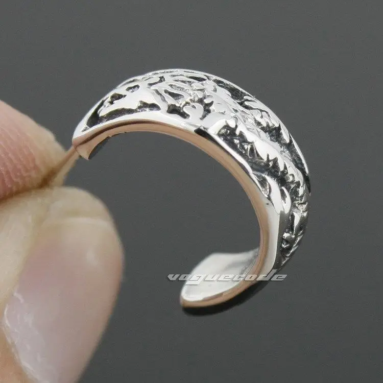 925 пробы Серебряный китайский дракон мужские байкерские серьги-качалки 8R005 |