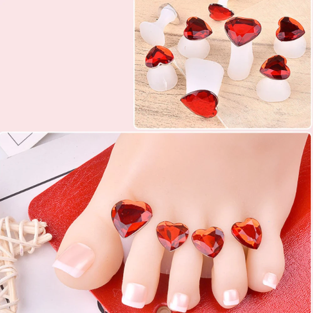 Silica Gel Toenail Separator Toe Stretcher&ampSeparator Manicure 8Pcs(Red Heart-Shaped) Red Heart Shape | Красота и здоровье