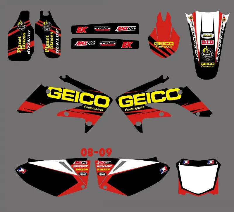 

GRAPHICS & BACKGROUNDS DECALS STICKERS Kits for Honda CRF250 CRF250R 2008 2009 CRF 250 250R