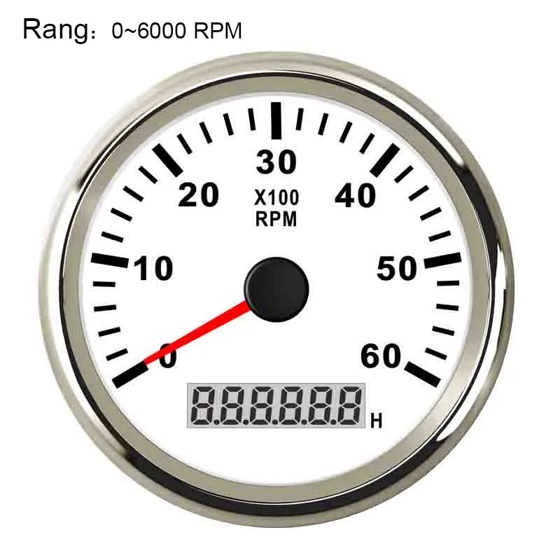 White Silver 6000RPM 85 мм Тахометр Водонепроницаемый автомобиля судовой тахометр с счетчик моточасов 6000/8000/9990 об/мин датчик выбрать - Цвет: White Silver 6000RPM