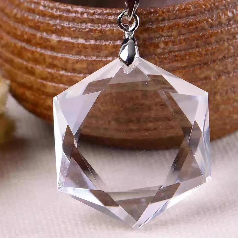 

Wholesale White Natural Crystal Pendants Fine Carving Six Star Pendant Simple stylish Lucky Pendant Crystal Jewelry