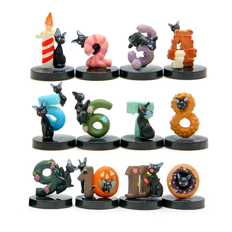 12 шт./лот аниме Кики служба доставки черный цззи кот Косплей цифровые 0-11 фигурки