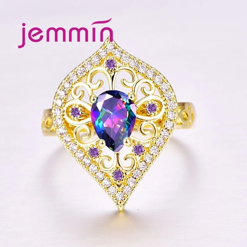 

Original 925 Sterling Silver Golden Cirrus Leaves Rings for Women Zircon Fashion Party Ring Temperament Elegance Accessories