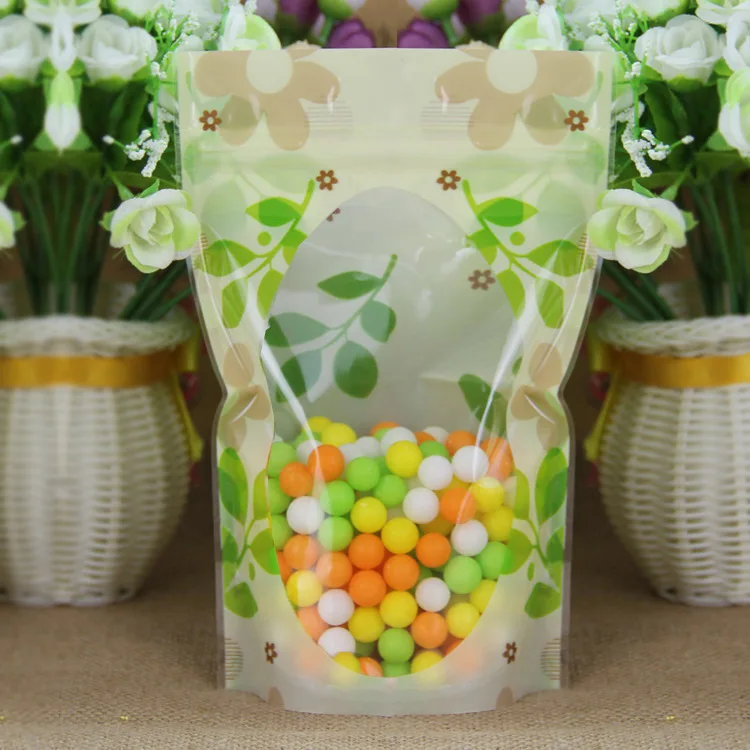 

100pcs 16 * 24 cm tri-color printing self-reliance windowing self-sealing bag food packaging bag transparent bone storage bag