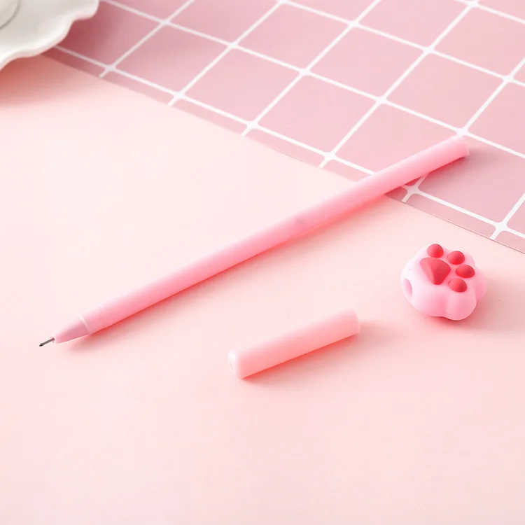 

32 Pcs/lot Cute Cat Paw Gel Pen Lovely Pink Heart 0.5mm Signature Pen Escolar Papelaria School Office Supply Promotional Gift