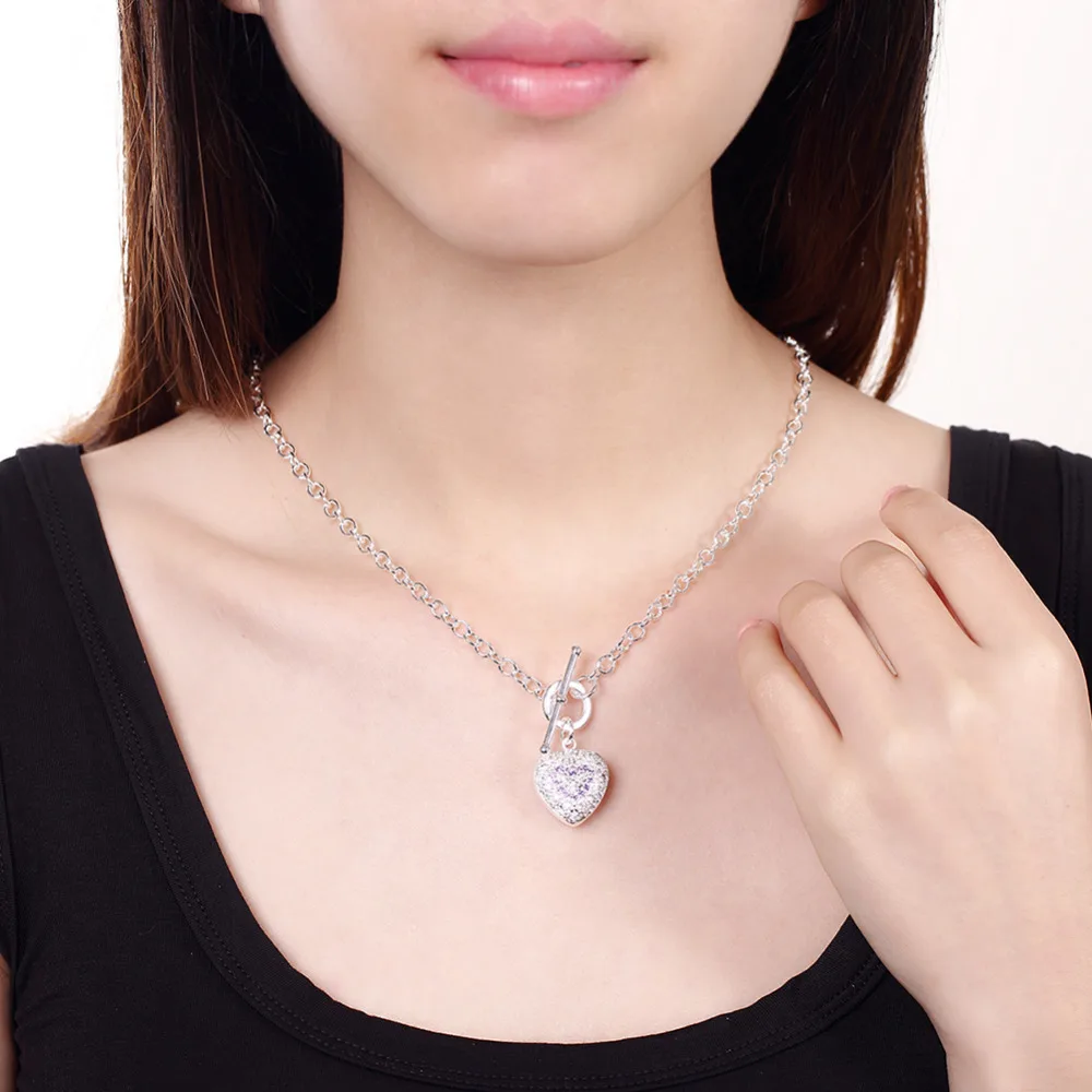 Женское Ожерелье чокер из стерлингового серебра 925 пробы с фиолетовым камнем и