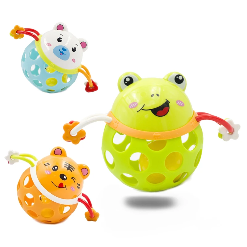 1 Pc Creative Plastic Cartoon Animal Baby Infant Hole Hand Puzzle Bell Ball Rattles Children Early Educational Toys Funny Games|baby toys|shake