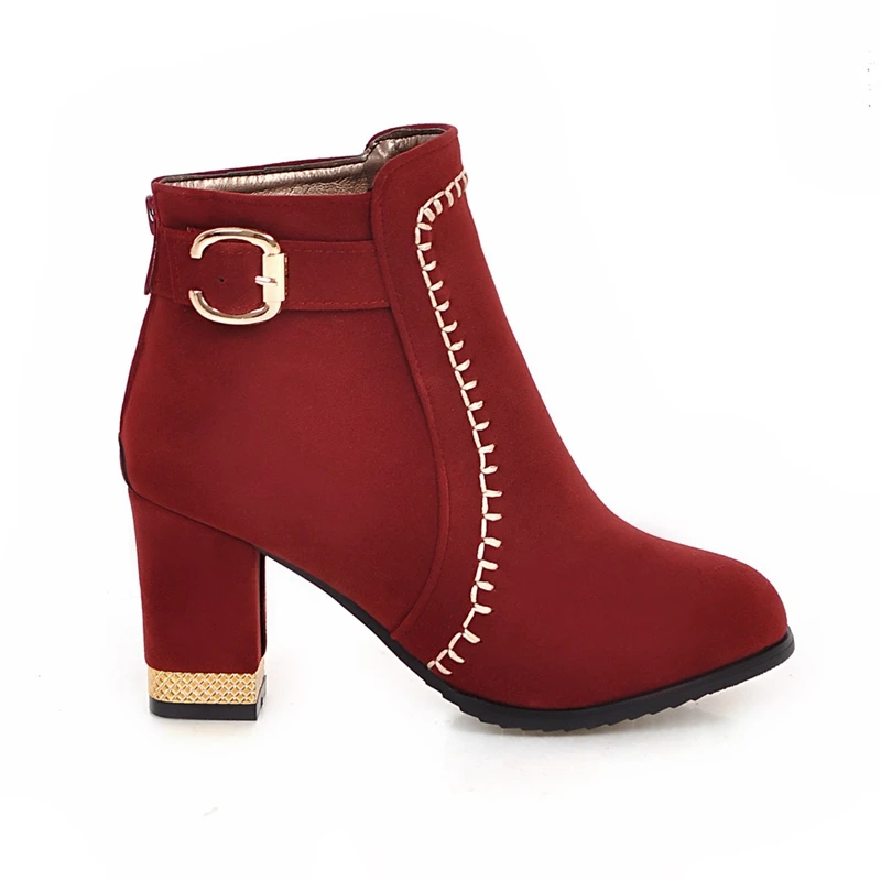 ENMAYER Woman Ankle Boots Casual Shoes Suede Footwear Square Toe Autumn Winter High Quality Fashion CR474 | Обувь