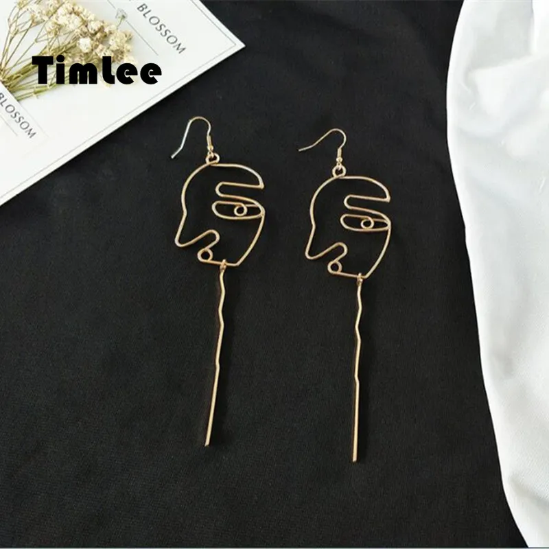 Timlee E099 серьги ручной работы с металлическим художественным лицом в стиле ретро