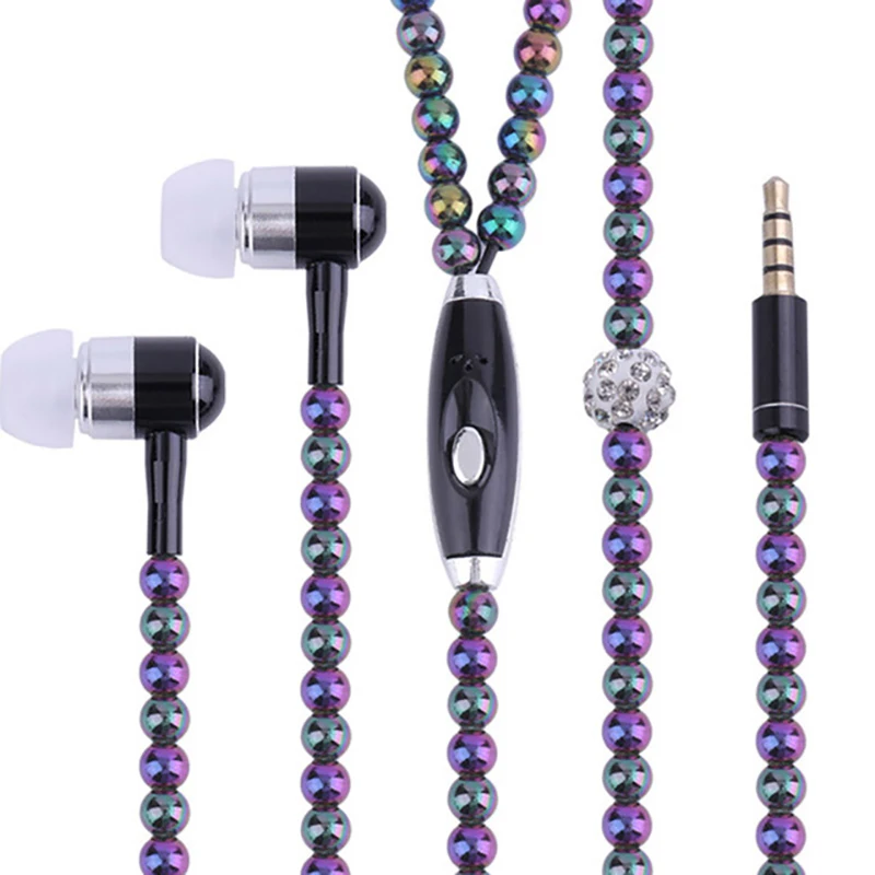 Розовые ювелирные изделия для девочек жемчужное ожерелье наушники с микрофоном