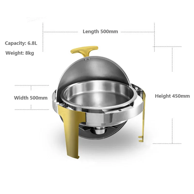 Горячая продажа 6L золотое покрытие из нержавеющей стали золото флип Круглый
