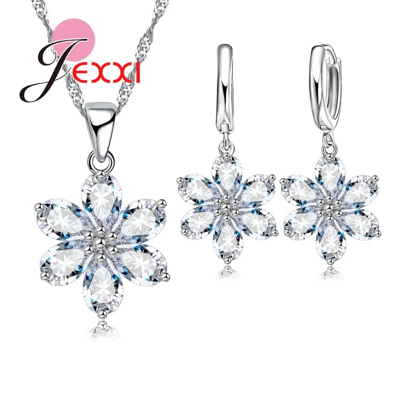 Женский винтажный комплект из колье и серёг серебра 925 пробы|jewelry set 925|chain setcrystal