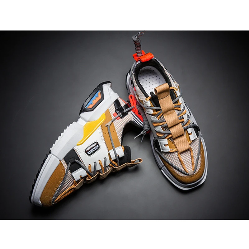 Man Shoes 2019 Fashion Casual Sneakers Leather Stitching Men's Footwear Platform Sports For Male | Обувь