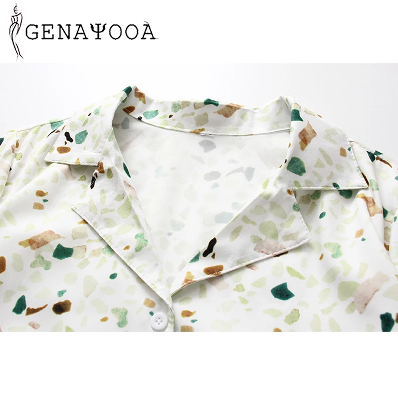 

Genayooa Womens Summer Tops And Blouses Printed Women Buttoned Shirt Short Sleeves Floral Women Turn Down Collar Shirts