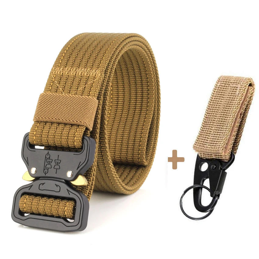 Brown Belt Match Унисекс, Кобра, пряжка, тактический ремень для брюк, повседневные нейлоновые армейские ремни, тренировочное оборудование, ремень, мужской черный военный пояс - Цвет: Brown Belt Match