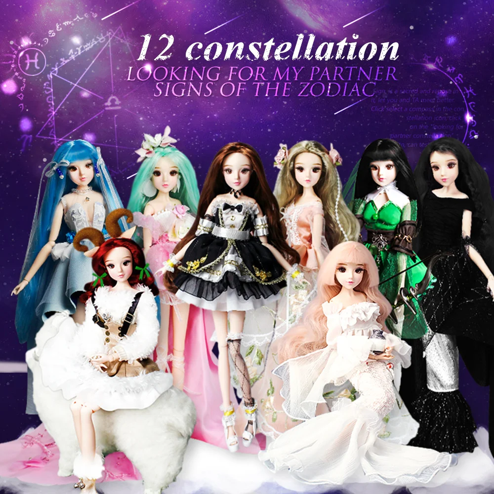 EFLYNOVA MM Girl 12 constellations dolls BJD doll with clothes shoes stand 14 joint body Children's gift | Игрушки и хобби