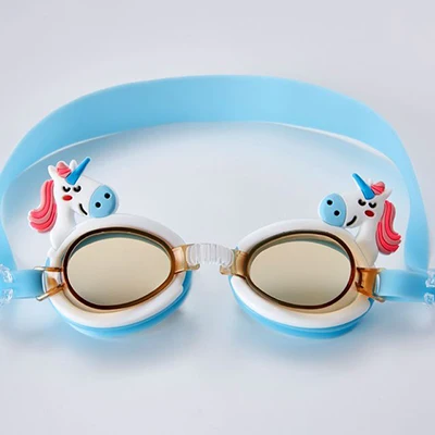 Blue white Unicorn Симпатичные детские силиконовые прозрачные плавательные очки в форме единорога, водонепроницаемые очки, противотуманные очки для бассейнов, плавающих ming - Цвет: Blue white Unicorn