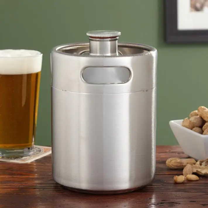 2L Homebrew Ворчун мини бочонок Нержавеющая сталь пива пивной гроулер винт Кепки