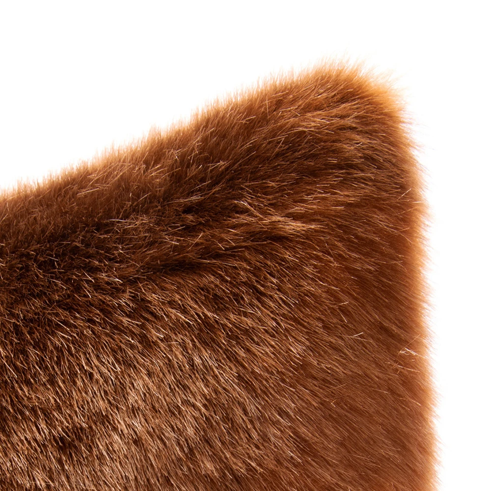 ESSIE HOME Double Side Imitation Fox Fur Pillow Case Cushion Cover Soft Red Brown Faux | Дом и сад