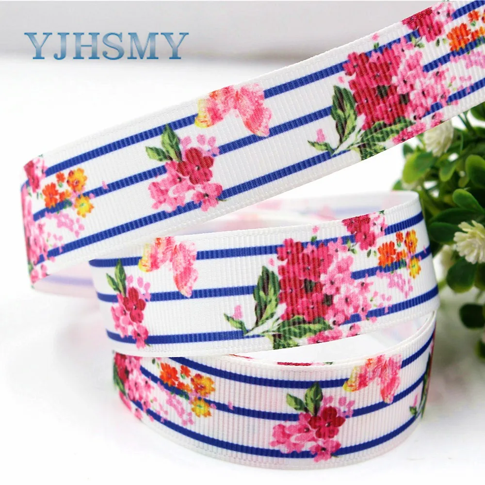 YJHSMY H 17523 941 10 ярдов 22 мм мультфильм цветок термопечать grosgrain Свадебные аксессуары