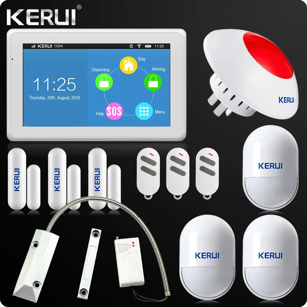 Kerui K7 Новое поступление wifi GSM сигнализация 7 дюймов TFT цветной дисплей для домашней