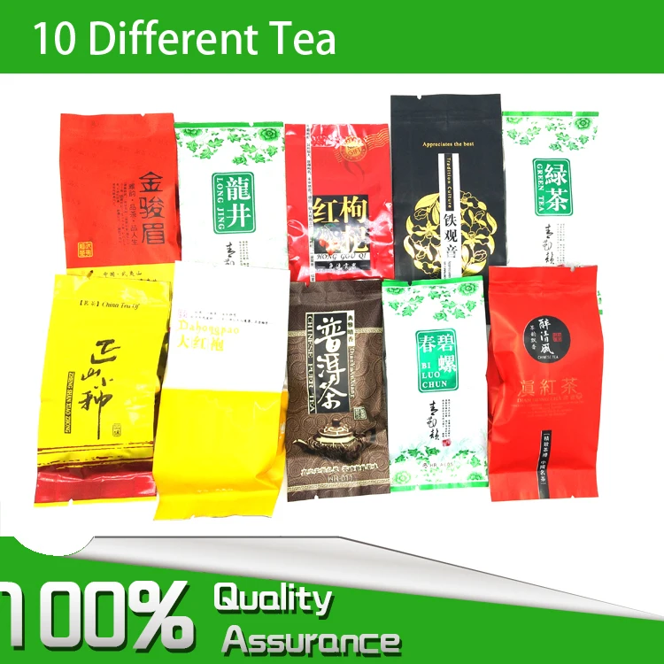 10 Different Flavors Organic Tea including dragon well Long Jing BiLuoChun Mao feng Dahongpao Dianhong TieGuanYin Gouqi Puɾr.. |