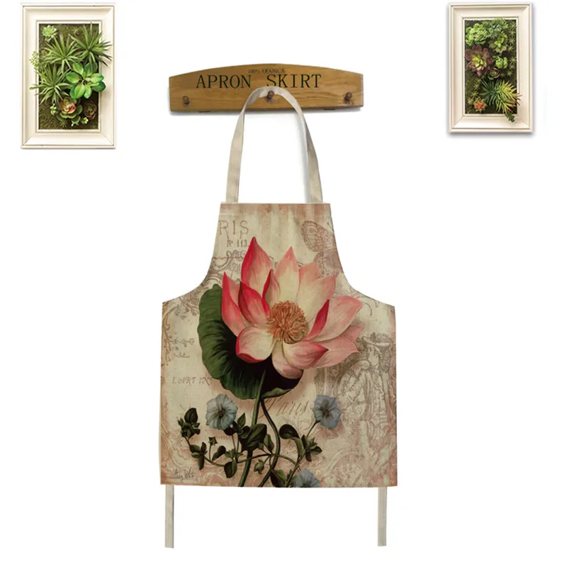 Japanese Bird Linen Fabric Clean Apron Novelty BBQ Party Aprons For Women Kids Kitchen Chef Cooking Anti-oil Personality | Дом и сад