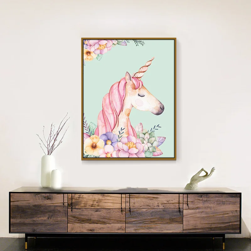 HHand draw мультфильм horseCanvas художественный Принт плакат набор настенные картины для