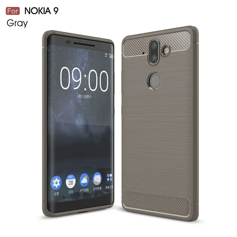 Высокое качество Мягкий силиконовый чехол для Nokia 9 Slim Armor углеродного волокна