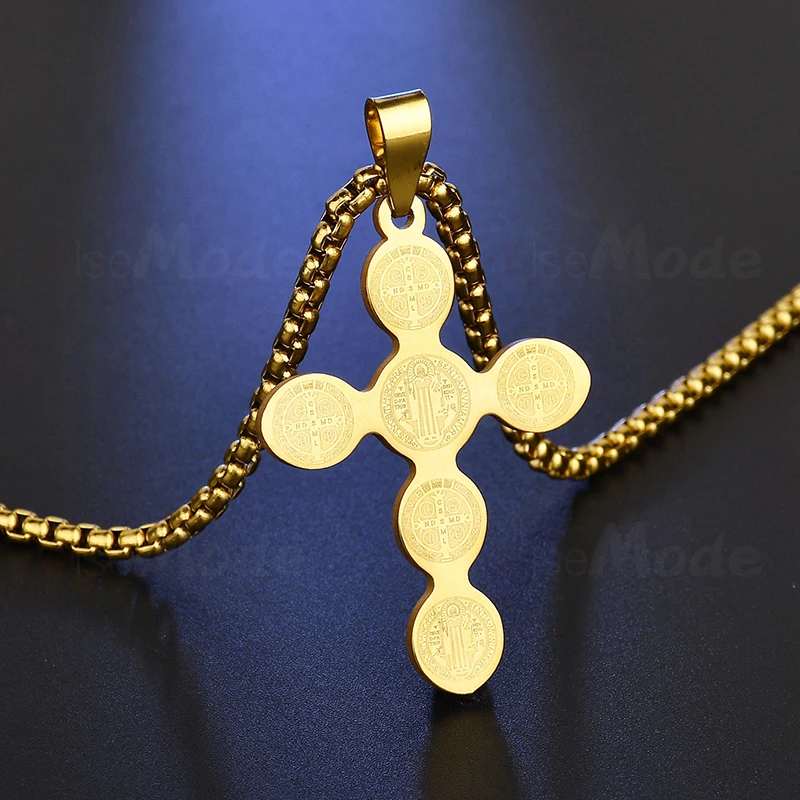 ELSEMODE орден Святого Бенедикта золотые ожерелья 316L из нержавеющей стали