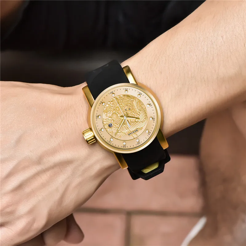 Relogio Masculino BENYAR Men Watch Waterproof Sport Rubber Wristwatch Top Brand Luxury Dragon Business Military Army Male Clock | Наручные