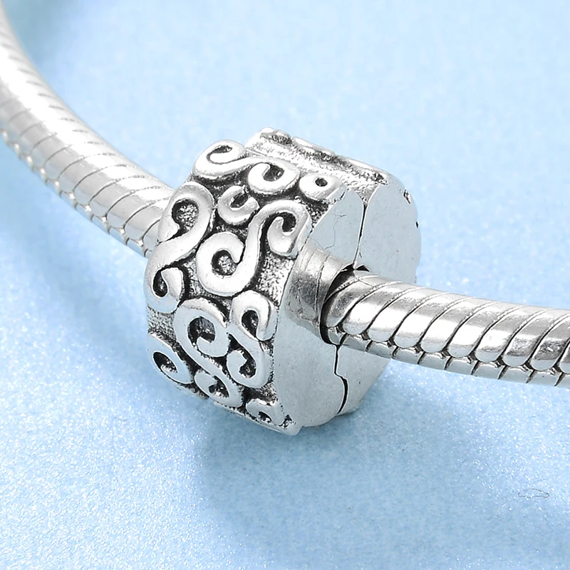 

2018 Fashion 925 Sterling Silver round shape clips Lock beads Fit Original europeu Charm Bracelet Jewelry making