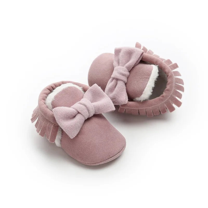 Baby Boots PU Butterfly-knot Moccasins Girls Boys Bon-slip Toddler Shoes First Walker |