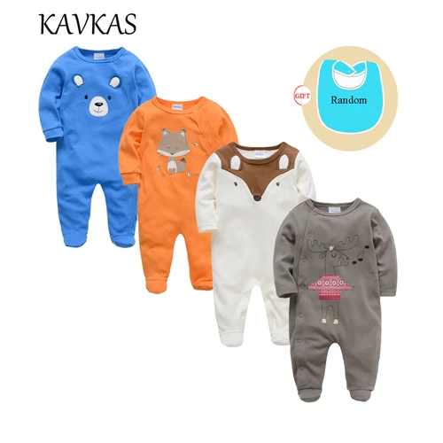 Kavkas/4 шт./партия одежда для малышей хлопковые детские комбинезоны на Рождество с длинными рукавами и круглым вырезом roupa de bebes, Одежда для новорожденных девочек и мальчиков - Цвет: 40434486