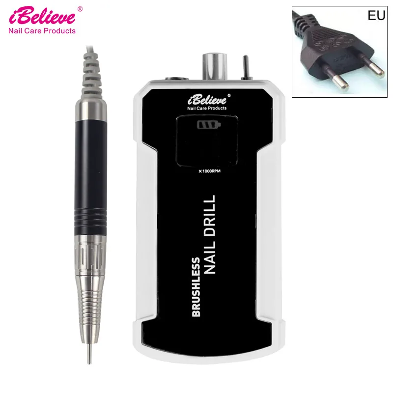 Black EU Plug TP282 80 Вт 35000 об/мин, бесщеточный двигатель сверлильный станок для ногтей акриловое перезаряжаемое оборудование для дизайна ногтей пилочка для ногтей сверлильные наборы для маникюра и педикюра - Цвет: Black EU Plug TP282