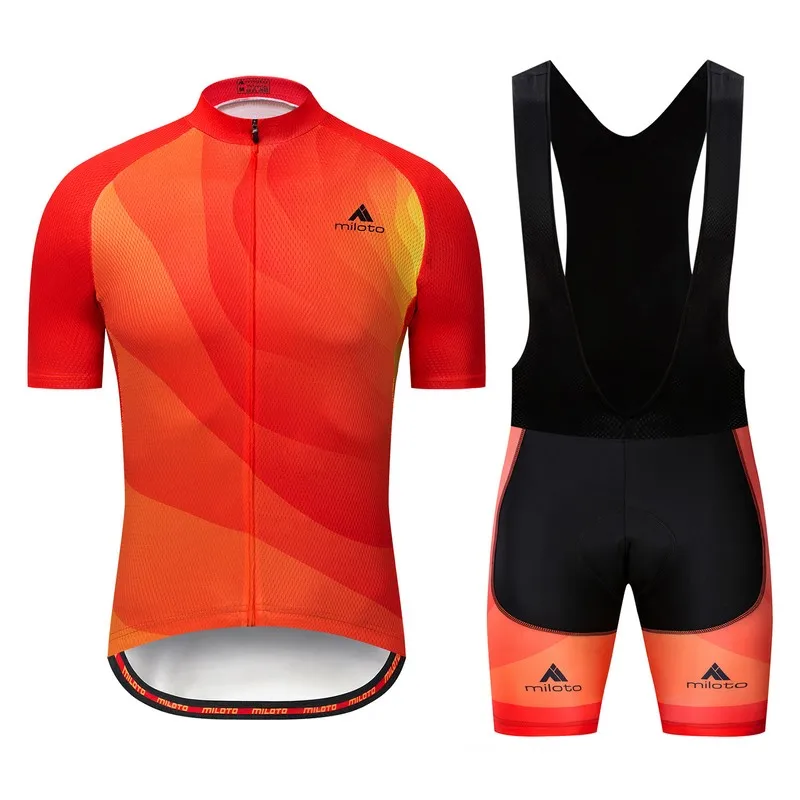 02 Bib short kits MILOTO, новинка, мужской костюм для велоспорта, одежда для велоспорта, одежда для велоспорта, нагрудник, Короткие комплекты, дышащий, анти-УФ, одежда для велоспорта/комплекты с коротким рукавом - Цвет: 02 Bib short kits