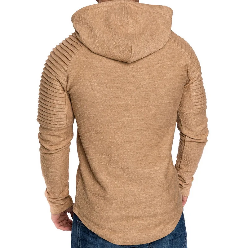 Мужская Однотонная футболка с длинным рукавом черная Весенняя Повседневная