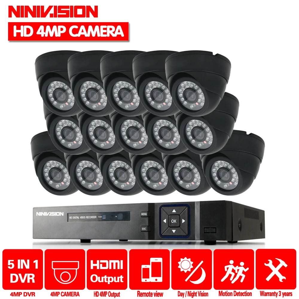 16CH 4MP 5MP DVR NVR AHD HD CCTV система 16 шт IR Cut Крытый День ночного видения камера