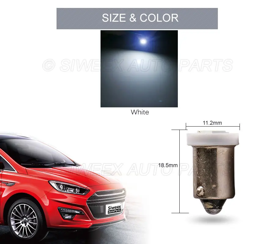 Фото 10 шт. T4W BA9S Автомобильные светодиодные лампы 1 SMD 5050 купольные подсветки номерного знака дверные фестоны чтения боковые габаритные лампы Бел... №4