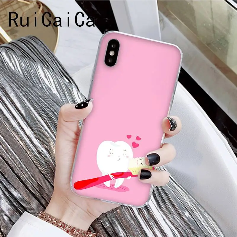 RuiCaiCa Забавный мультфильм стоматолога зубные коронованные зубы мягкий чехол для телефона для iPhone8 7 6 6S Plus X XSMAX 5 5S SE XR 11 11pro 11promax