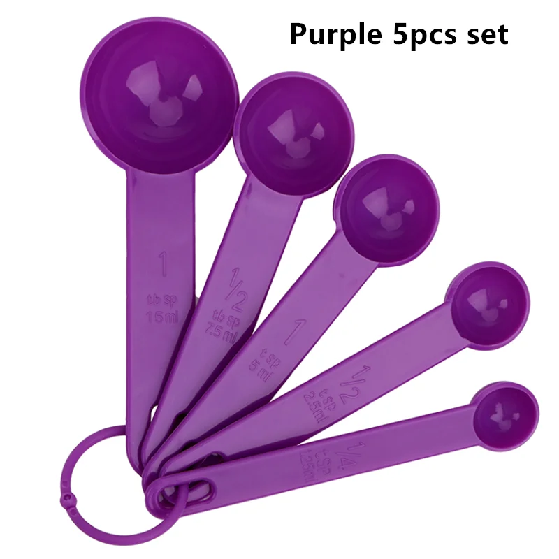 5pcs set purple 4/8 шт. силиконовая складная мерные ложки набор для выпекания хлебобулочных изделий муки мерные чашки Кофе Чай ложки для сахара дома Кухня Пособия по кулинарии инструменты - Цвет: 5pcs set purple