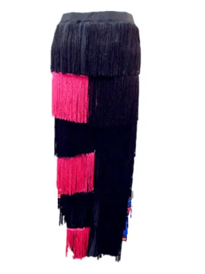 Black with Pink Новое поступление, дешевые женские дамские штаны с бахромой для латинских танцев, джазовые штаны с бахромой для самбы - Цвет: Black with Pink