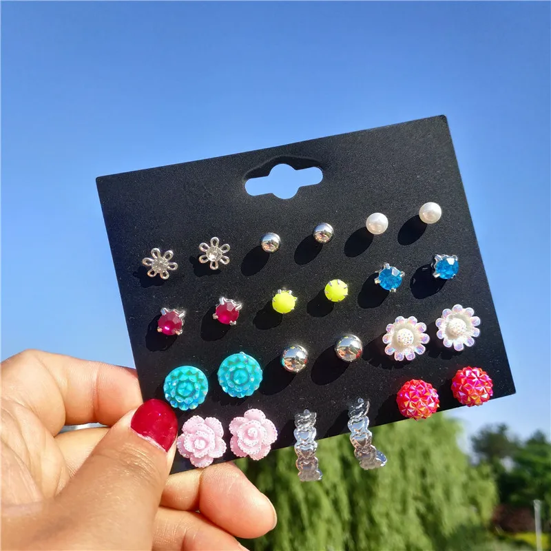 28 пар/лот полимерные серьги гвоздики в виде цветов морской звезды и сердечек для