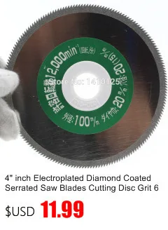 5Pcs 60 mm 2-3/8" inch Diamond Coated Cutting Wheel Rotary Blades Grinding Cut-off Disc Shank 1/8" Mandrel Fit Dremel Machine