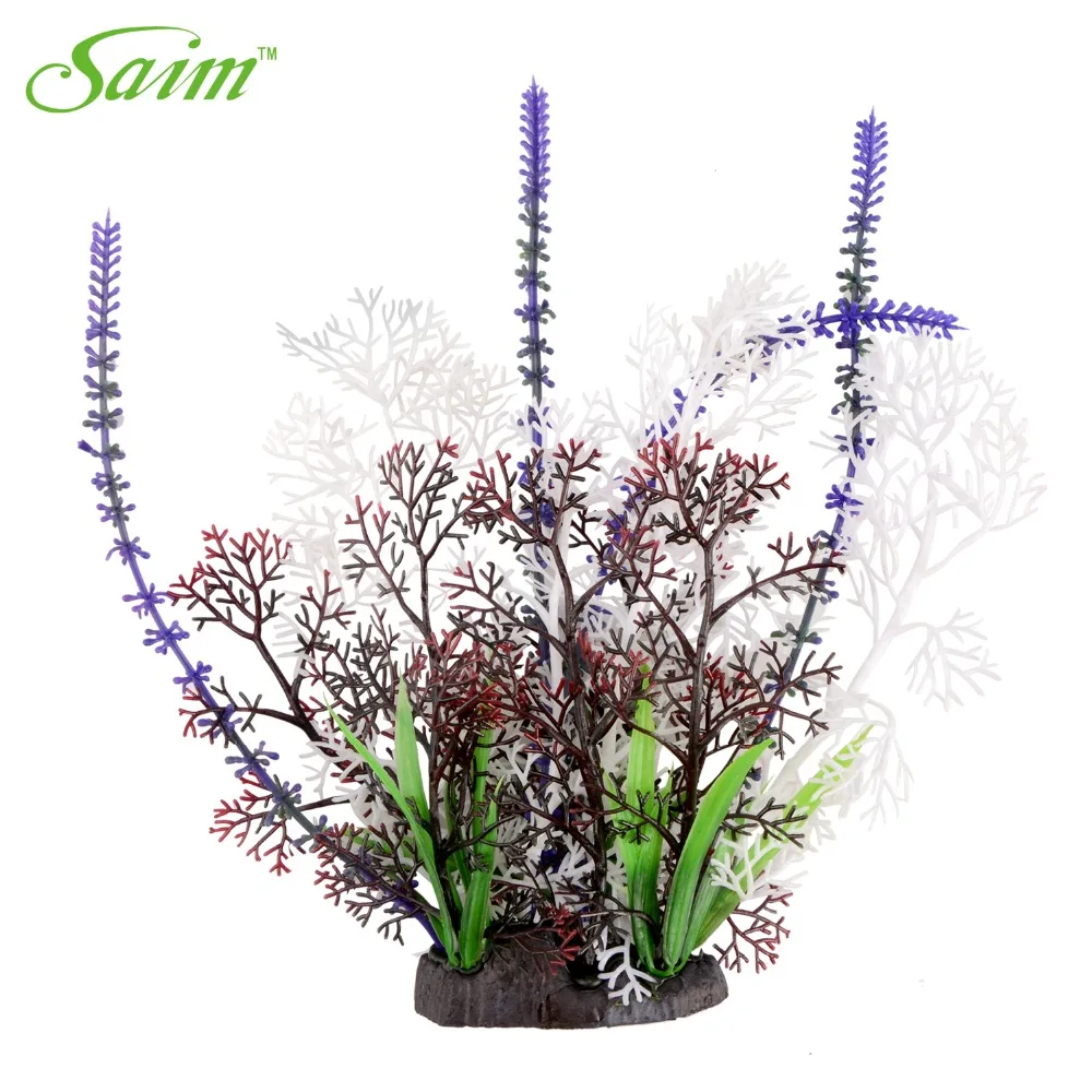 

10" Purple Branch White Brown Flower Artificial Plants For Aquarium Fish Tank Background Decoration Accessories Supplies