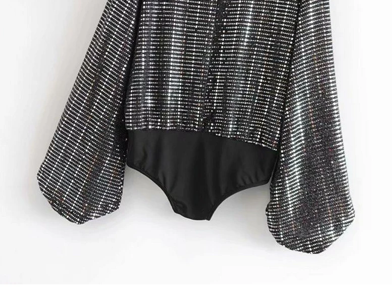 Женская Весенняя блузка с блестками и глубоким v-образным вырезом длинный