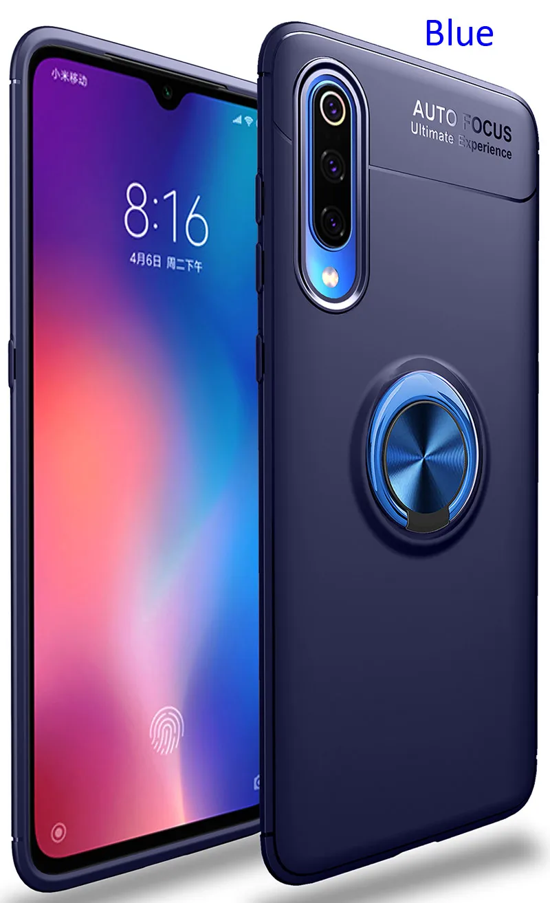 Blue Магнитный чехол для автомобиля для Xiao mi 9 mi 8 SE mi A2 Lite Red mi Note 7 6 5 Pro 7A держатель кронштейн мягкое кольцо из ТПУ держатель для пальца - Цвет: Blue